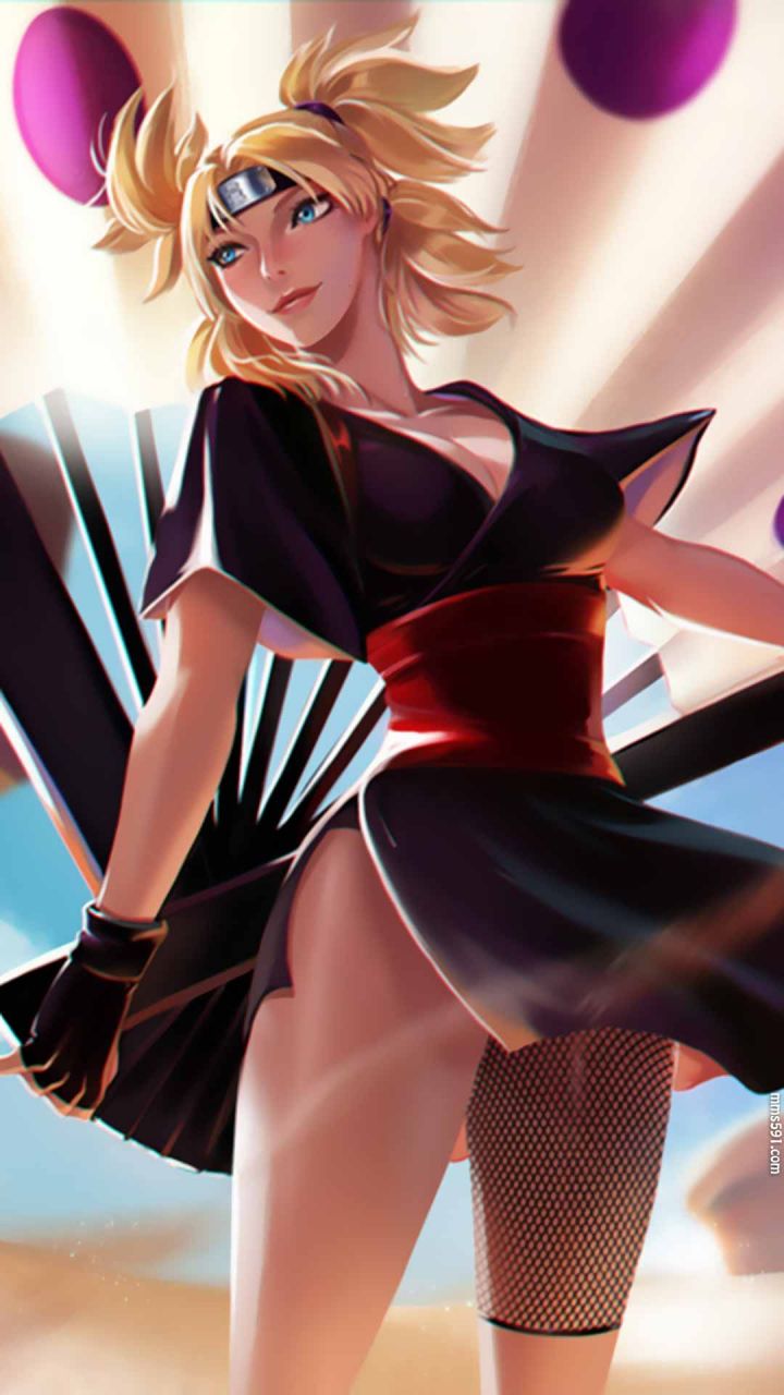 火影忍者拿大扇子的女忍者手鞠Temari手机壁纸图片（8）