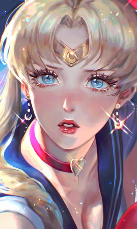 变身水兵月，美少女战士女主角月野兔Sailor Moon超美手机壁纸图片