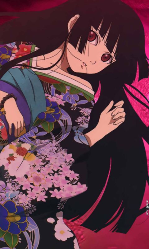 动漫黑长直美女，地狱少女女主角阎魔爱Enma Ai手机壁纸图片（10）