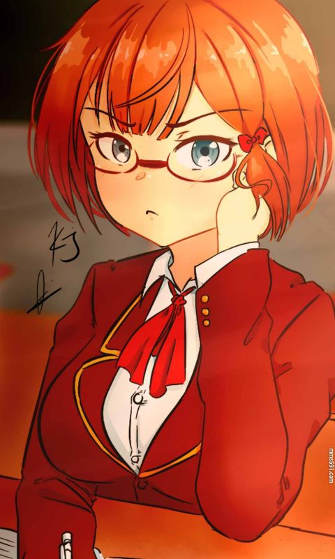 我们无法一起学习女主角眼镜妹绪方理珠Ogata Rizu手机壁纸图片（2）