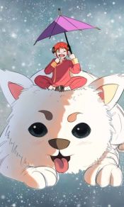 银魂女主的宠物白色狗子定春Sadaharu可爱手机壁纸图片背景下载