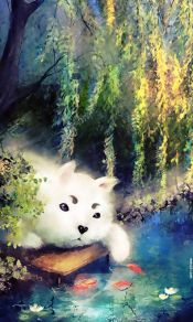 银魂女主的宠物白色狗子定春Sadaharu可爱手机壁纸图片背景下载（2）