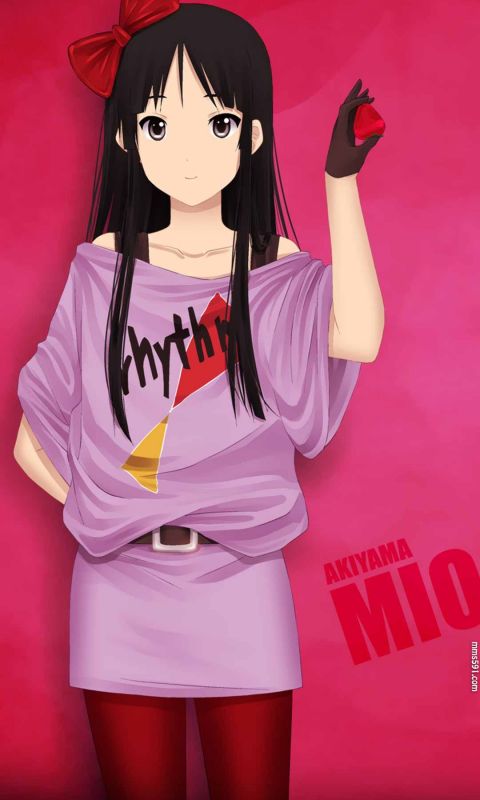 黑色长发，轻音少女贝斯手秋山澪Akiyama Mio手机壁纸1080x1920图片下载（4）