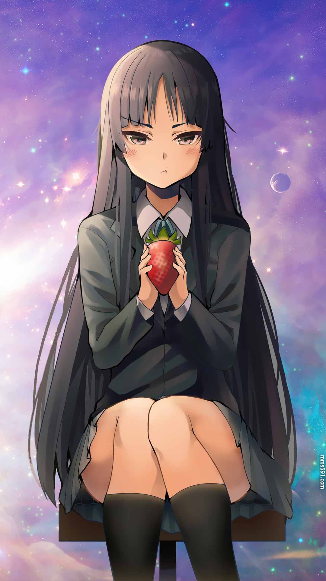 黑色长发，轻音少女贝斯手秋山澪Akiyama Mio手机壁纸1080x1920图片下载（7）
