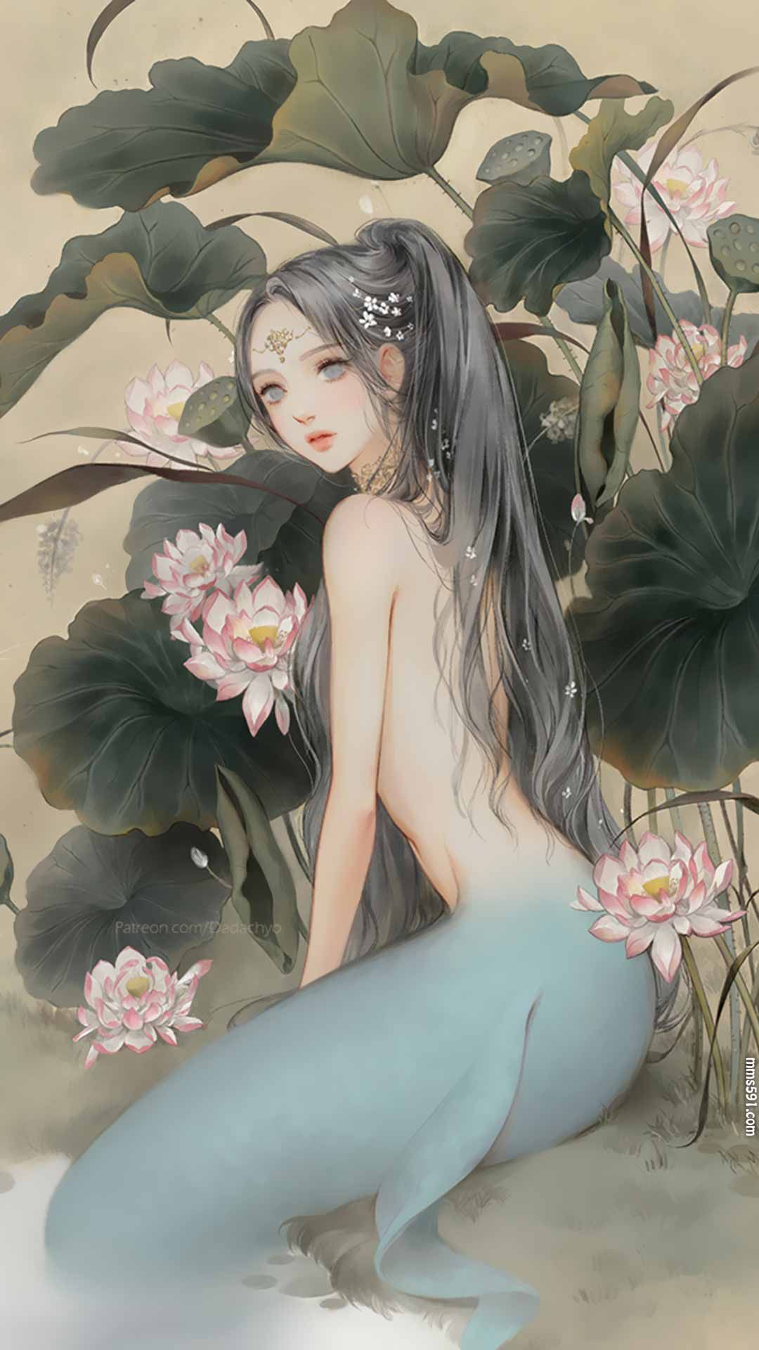 水中的美丽精灵，中西方风格美人鱼高清1080x1920手机壁纸图片集（5）