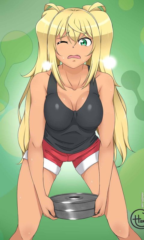 流汗吧！健身少女主角纱仓响Sakura Hibiki肌肉手机壁纸图片集（2）