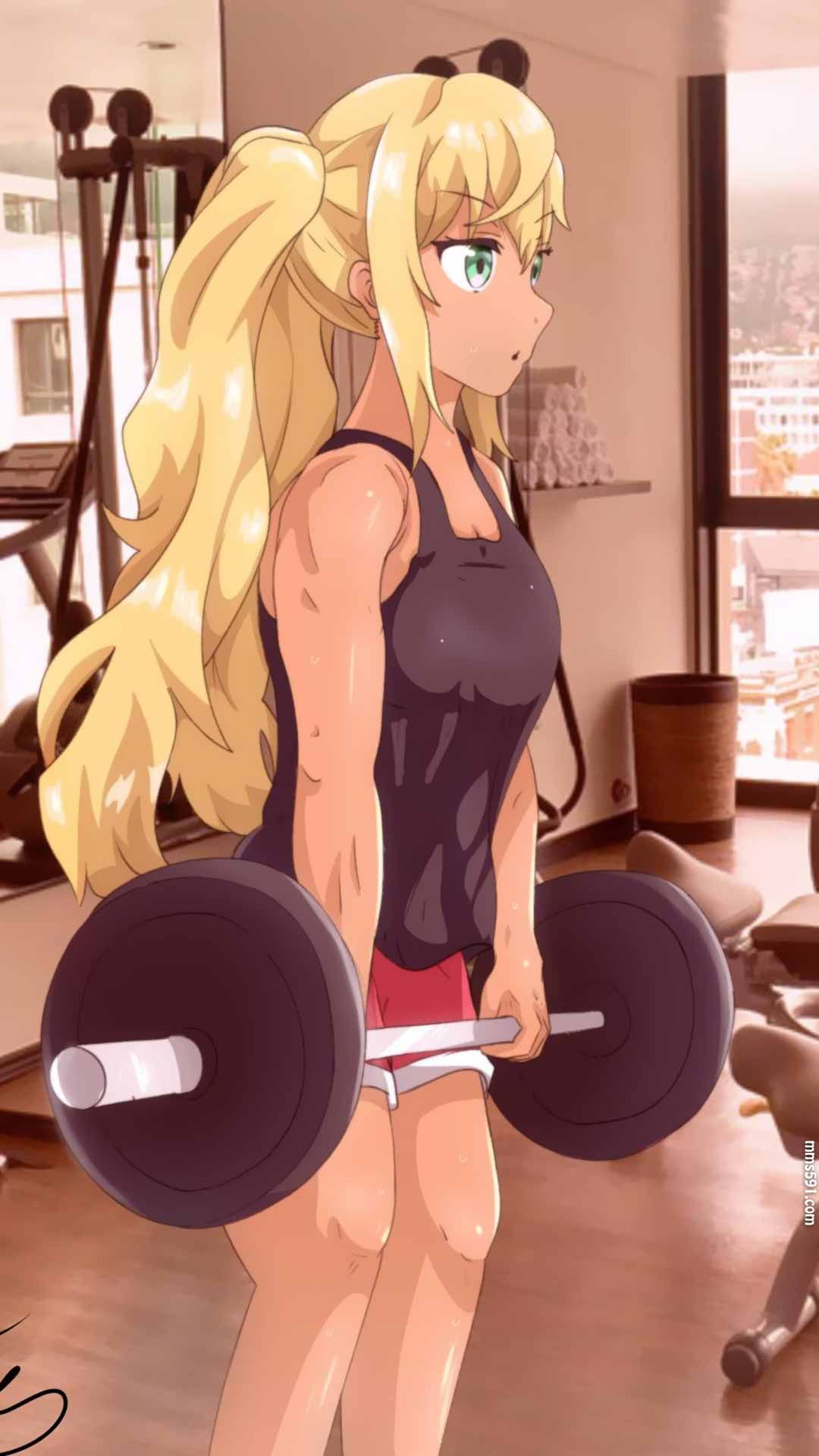 流汗吧！健身少女主角纱仓响Sakura Hibiki肌肉手机壁纸图片集（5）