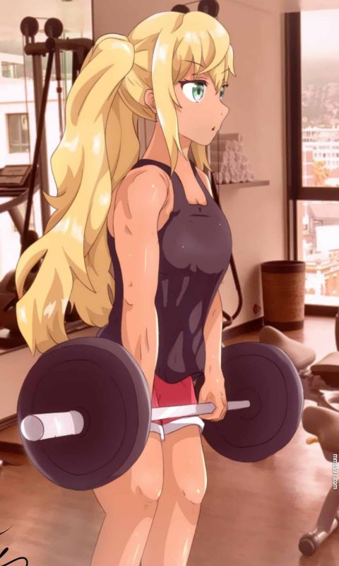 流汗吧！健身少女主角纱仓响Sakura Hibiki肌肉手机壁纸图片集（5）