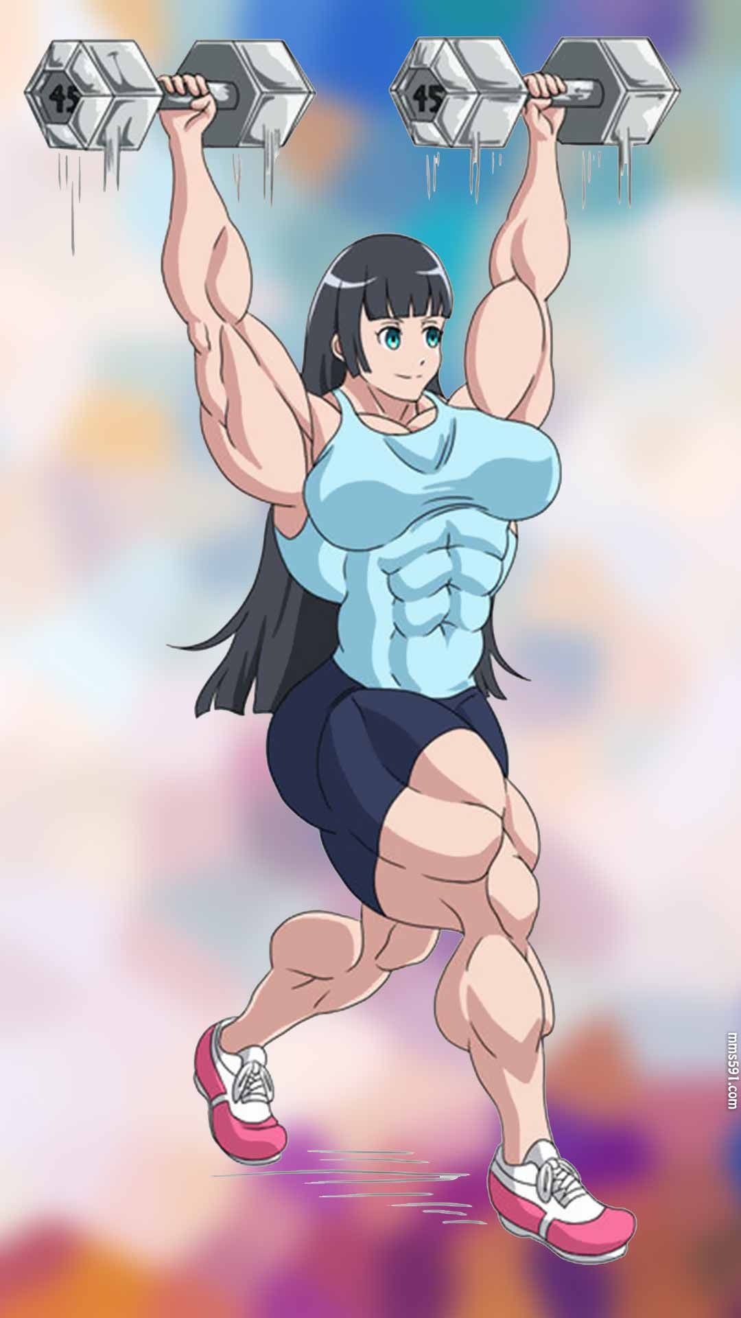 流汗吧！健身少女长发肌肉美女奏流院朱美Akemi Soryuin手机壁纸图片（4）