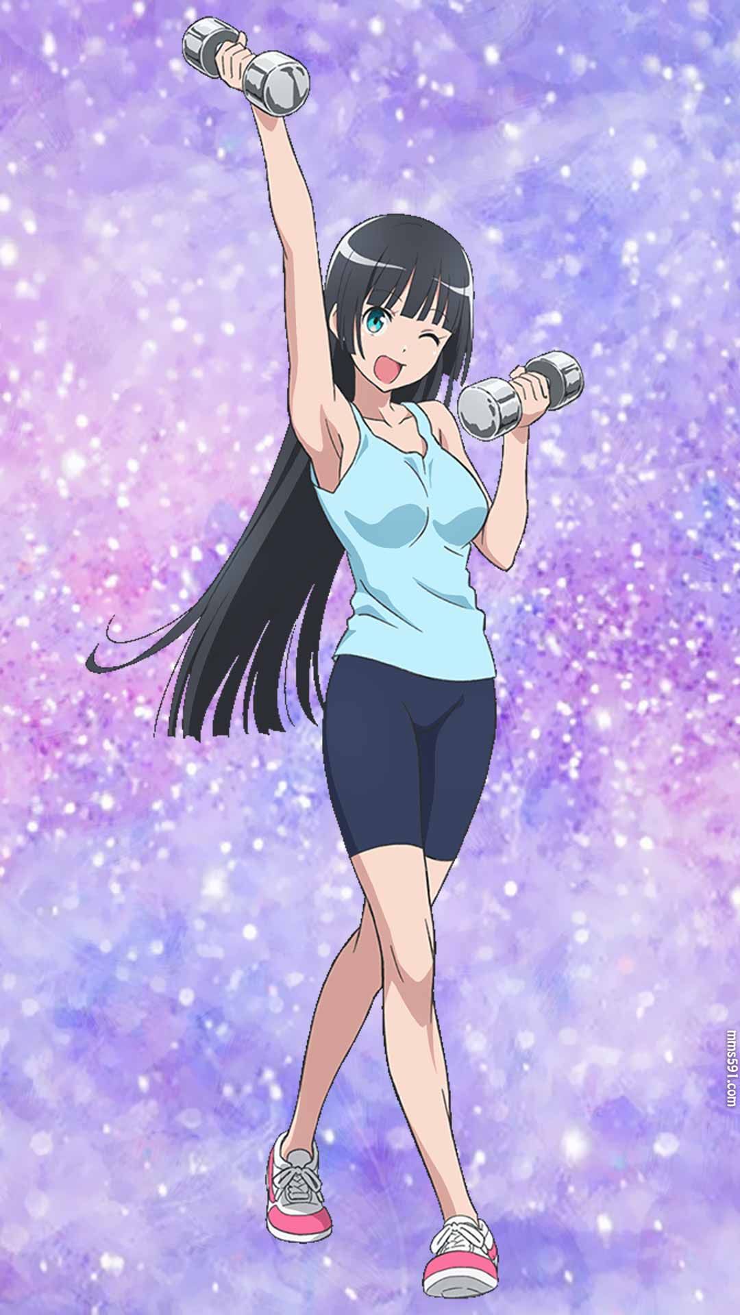 流汗吧！健身少女长发肌肉美女奏流院朱美Akemi Soryuin手机壁纸图片（3）